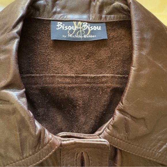 Vintage Bisou Bisou Genuine Leather Cropped Vest M - Picture 8 of 11